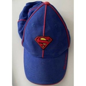 Vintage Superman Man of Steel hat size youth DC comics Blue Red
